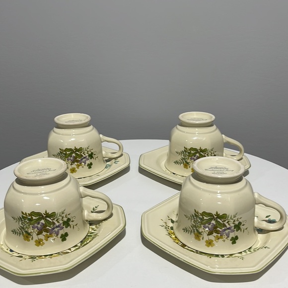 Mikasa Continental Ivory Greenery porcelain tea 4 cups saucers and Sugar bowl - Picture 11 of 13
